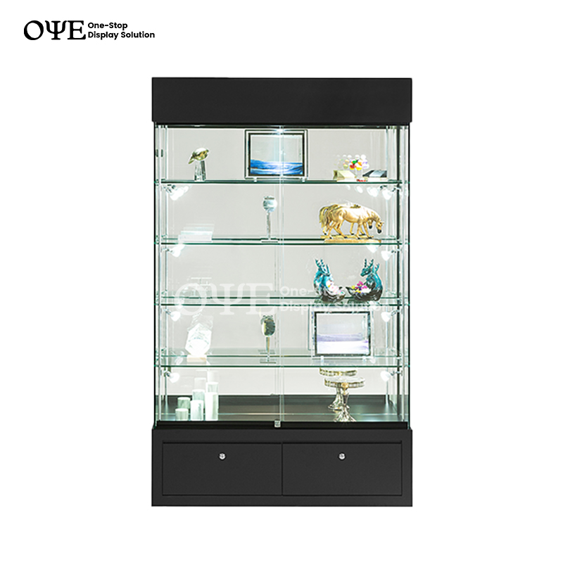 https://www.oyeshowcases.com/bespoke-tall-glass-showcase-with-storage-i-oye-product/