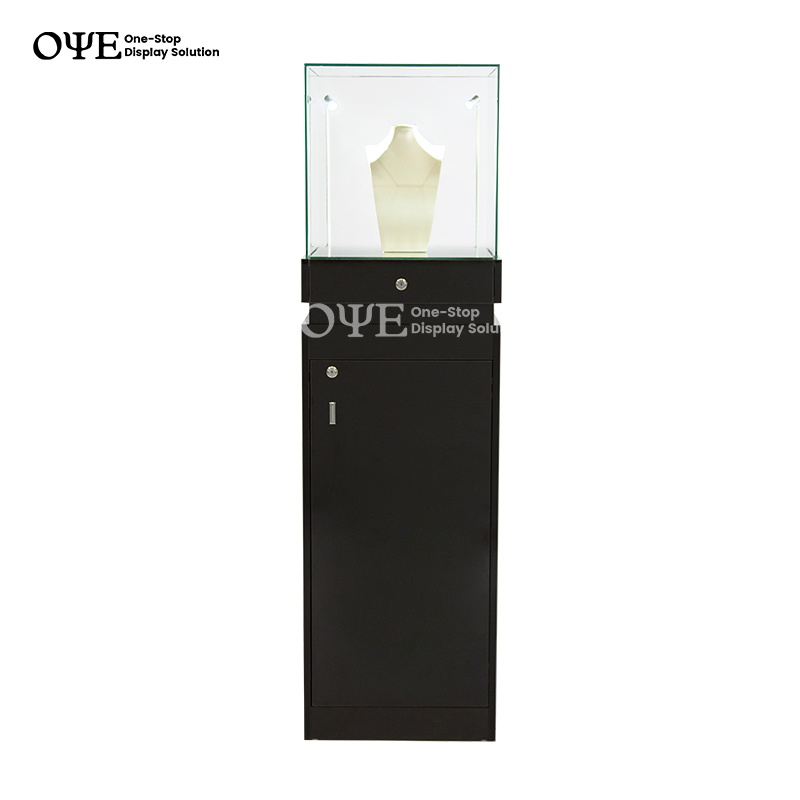 https://www.oyeshowcases.com/black-pedestal-showcase-with-ambieent-lighting-and-glossy-finish-oye-product/
