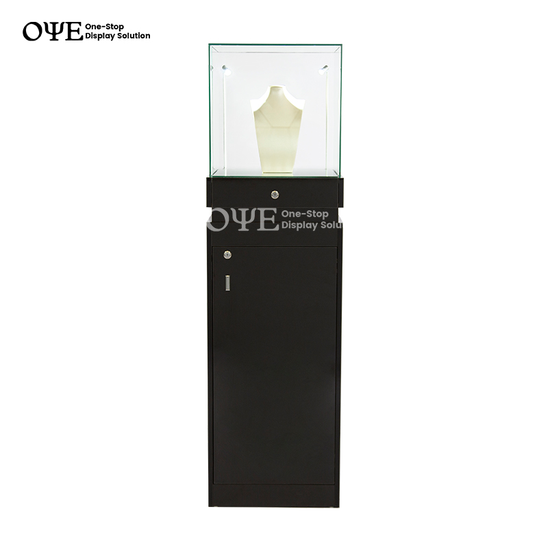 https://www.oyeshowcases.com/black-pedestal-showcase-with-ambient-lighting-and-glossy-finish-oye-product/