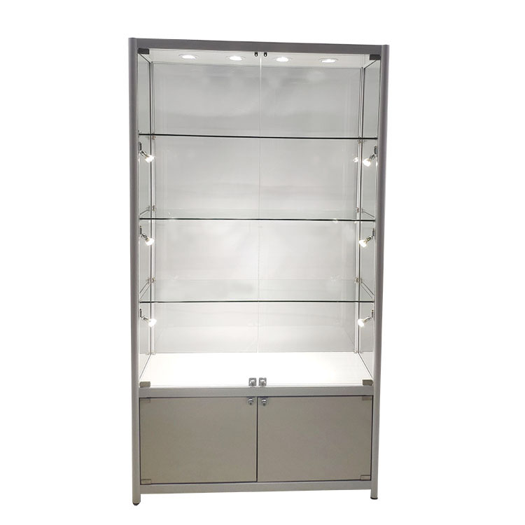 Collectors cabinet display case nga adunay Tulo ka 7.1mm adjustable glass shelves OYE