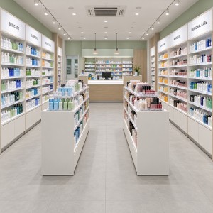 Cosmetic display case applications across beauty store, brand counter and drugstore by OYE Showcases3