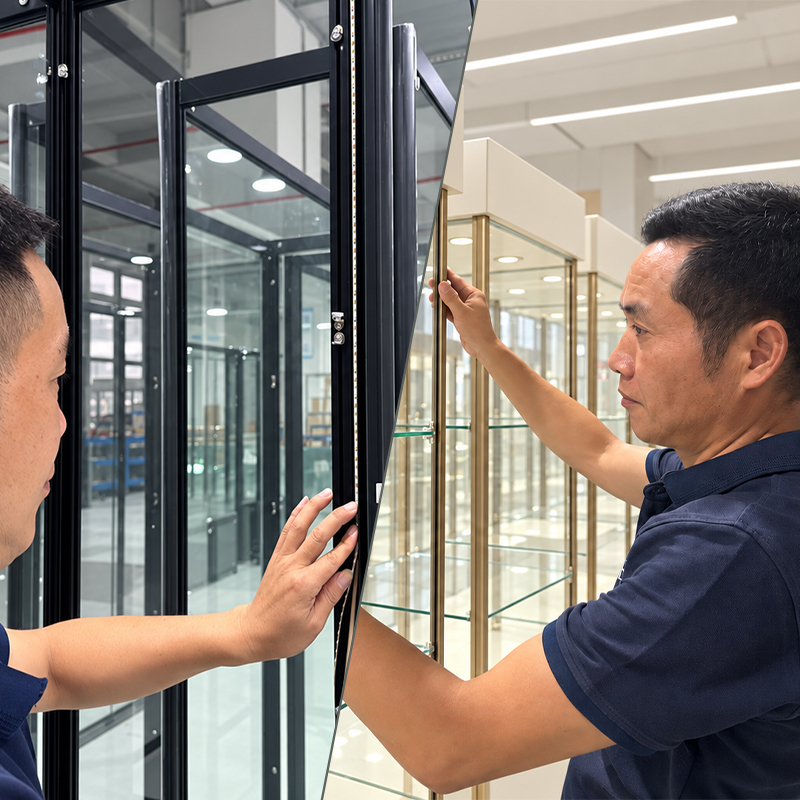 Display-cabinet-assembly-and-pre-shipment-inspection-in-the-OYE-Showcases-workshop