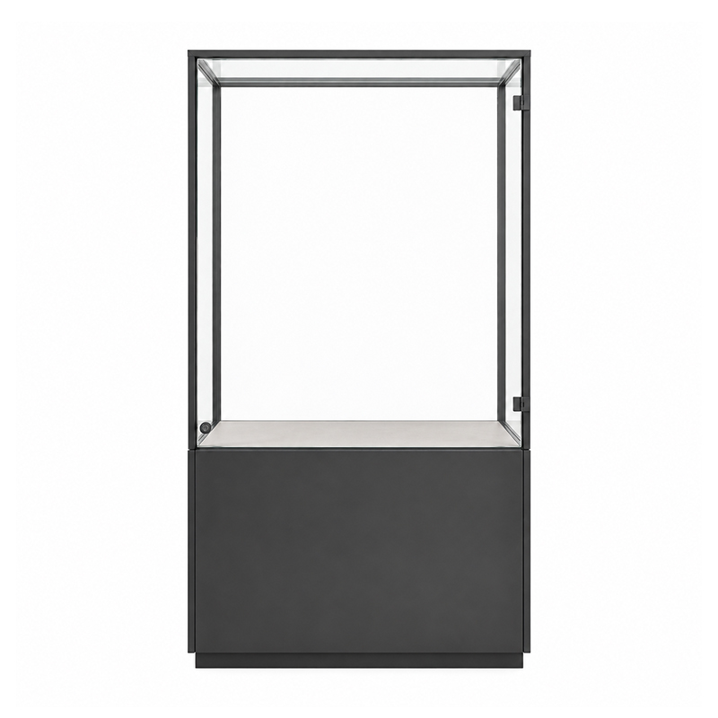 Freestanding glass case with ceramic exhibits (2)