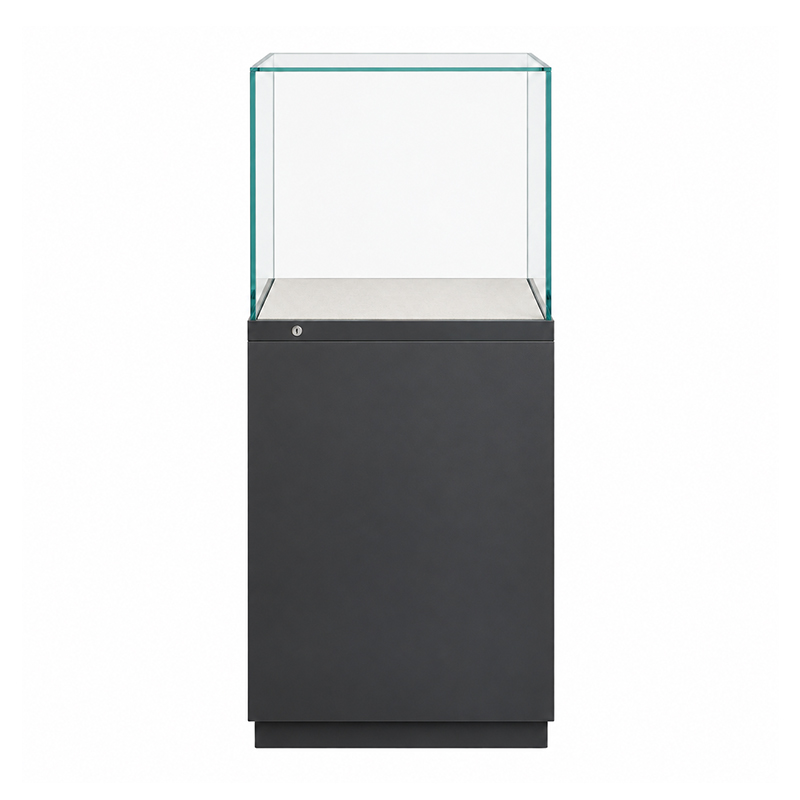 Freestanding glass case with ceramic exhibits (2)