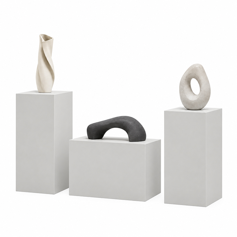 Gallery plinths with sculptures (2)