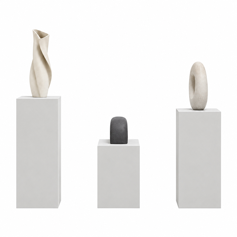 Gallery plinths with sculptures (3)