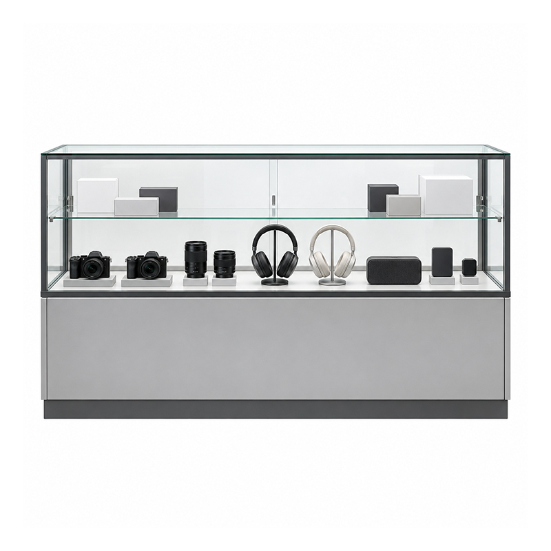 Glass counter with cameras and electronics (4)