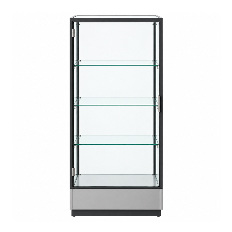 Glass showcase with electronics and product boxes (2)