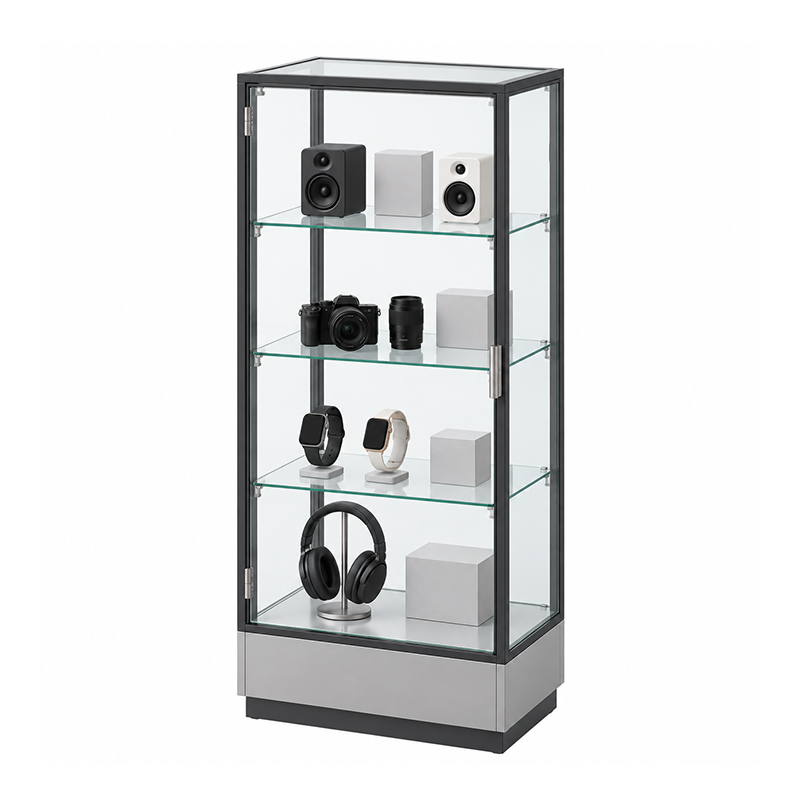 Glass showcase with electronics and product boxes (4)