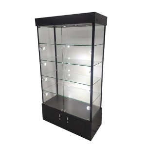 Glass trophy display case with 4 adjustable shelves,led light  |  OYE