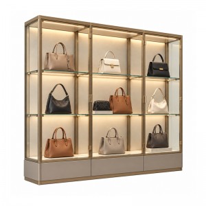 Glass wall showcase for handbags (3)