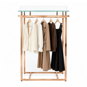 Gold-tone metal and glass display stand (1)