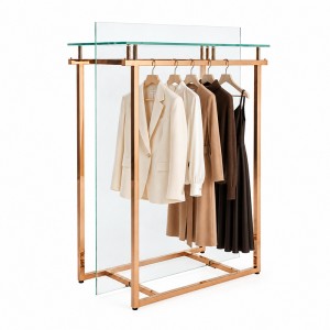 Gold-tone metal and glass display stand (2)