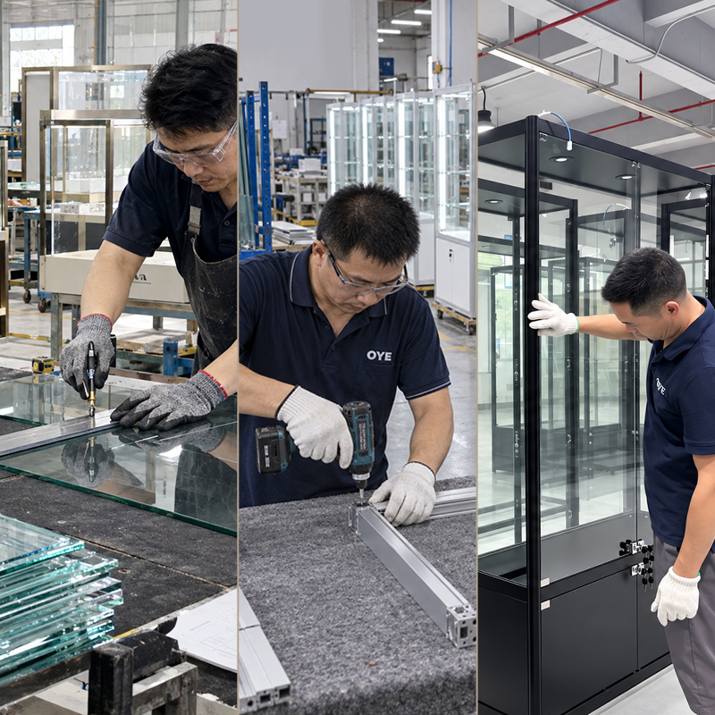 OYE-factory-production-line-for-shoe-display-cabinets-by-OYE-Showcases