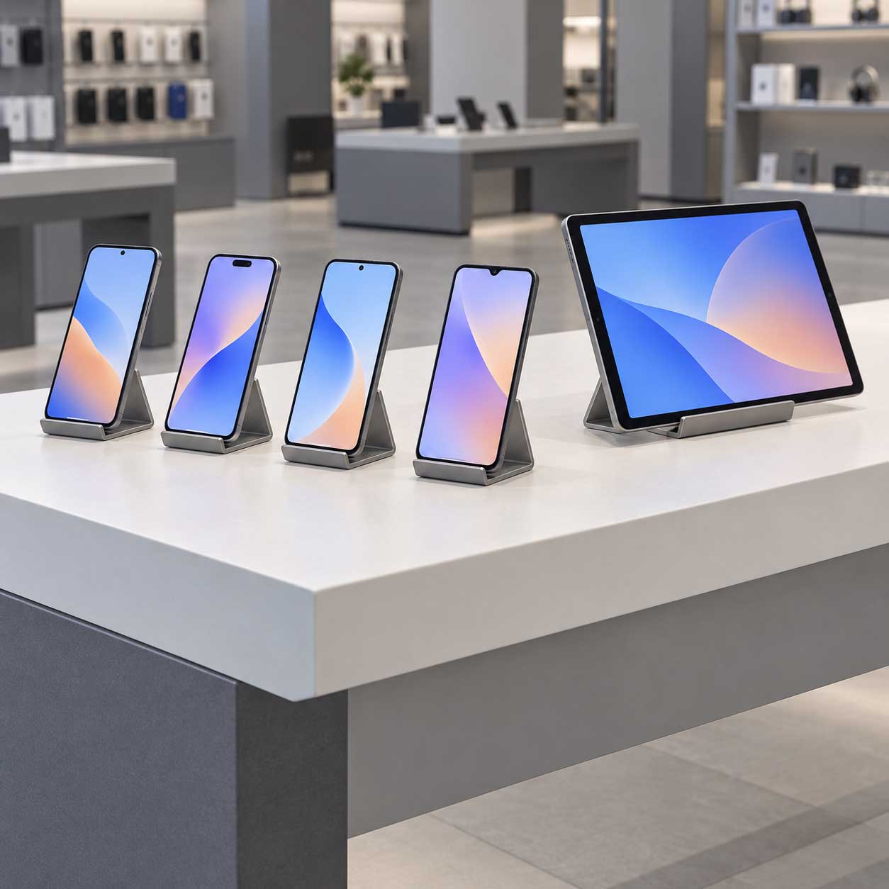 Phones-and-tablets-on-angled-display-stands