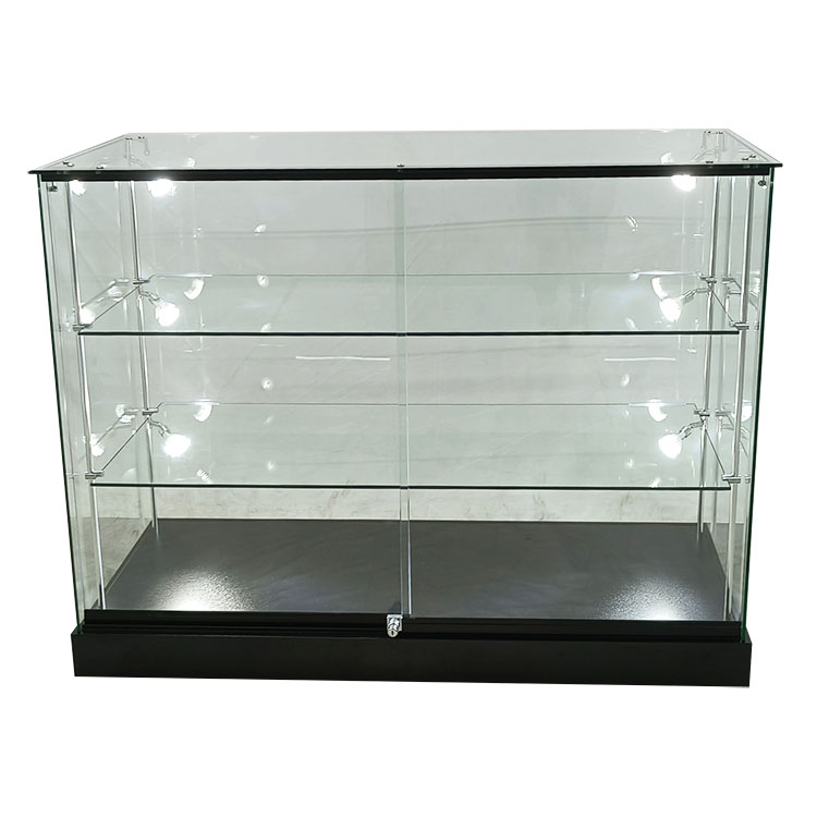Retail display case ideas with 2 adjustable shelves,6 led light    OYEa