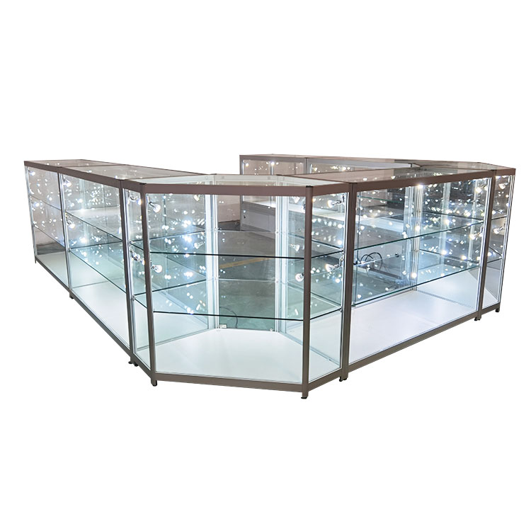 Retail display case plans with island cabinet composed of five cabinets    OYEA