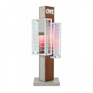 Rotating eyewear display case with LED shelves for optical store by OYE Showcases (3)