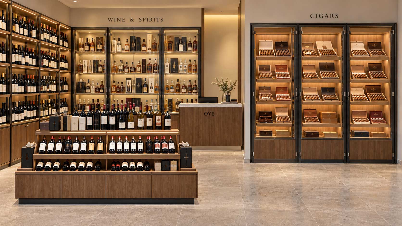 Store-concept-with-separate-cigar-and-spirits-displays