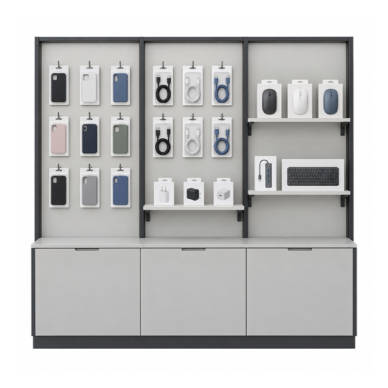 Wall display with packaged electronics accessories (3)