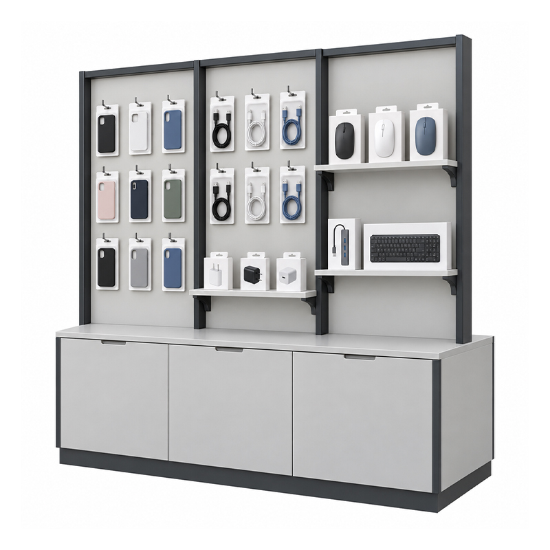 Wall display with packaged electronics accessories (4)